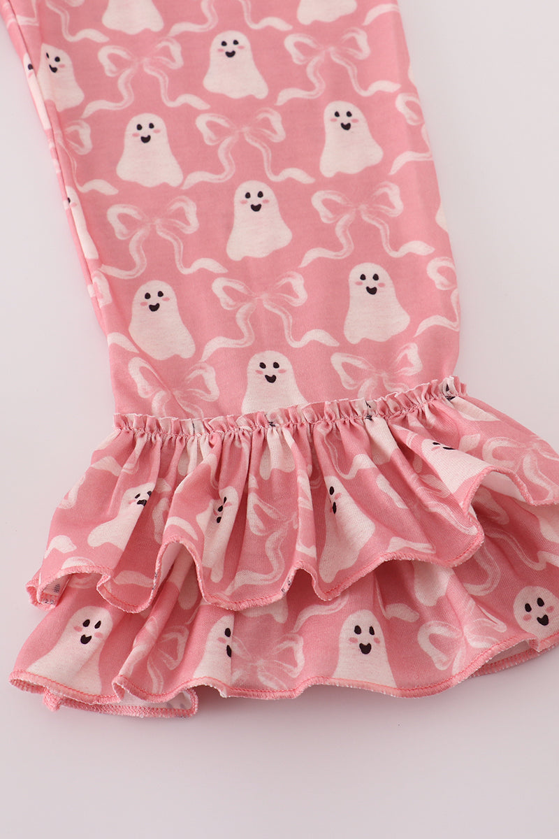 Halloween ghost embroidery ruffle pants set