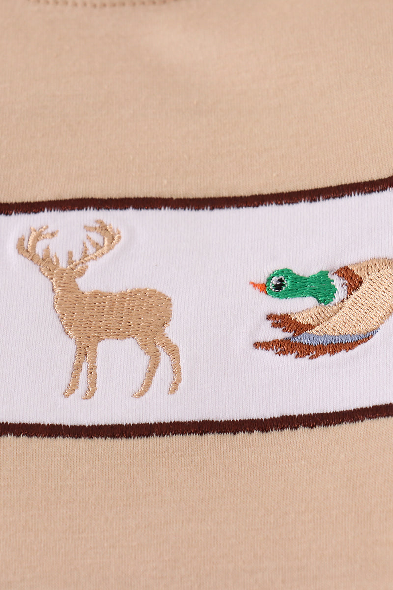 Hunting dog deer duck embroidery pants set