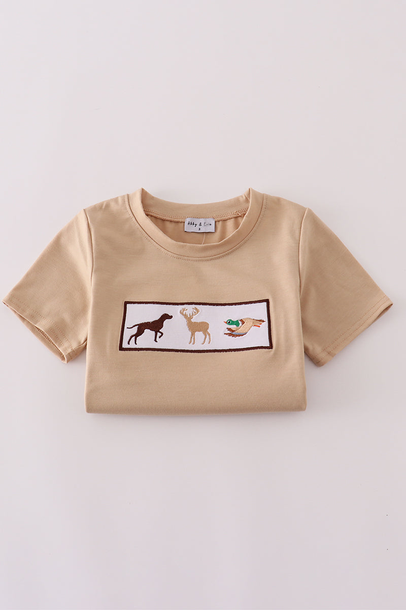 Hunting dog deer duck embroidery pants set