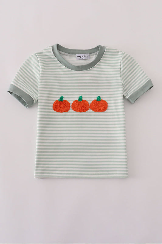 Sage stripe french knot top
