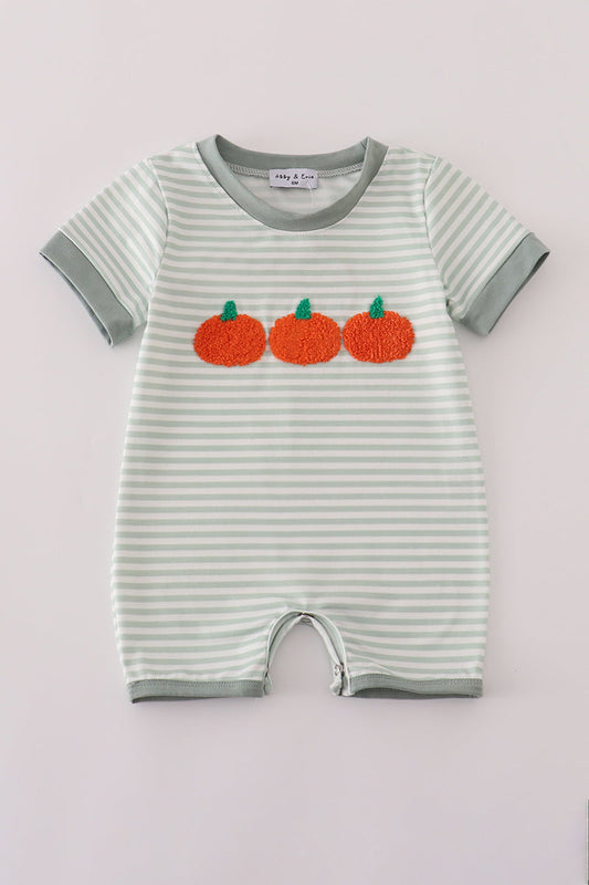 Sage stripe french knot romper