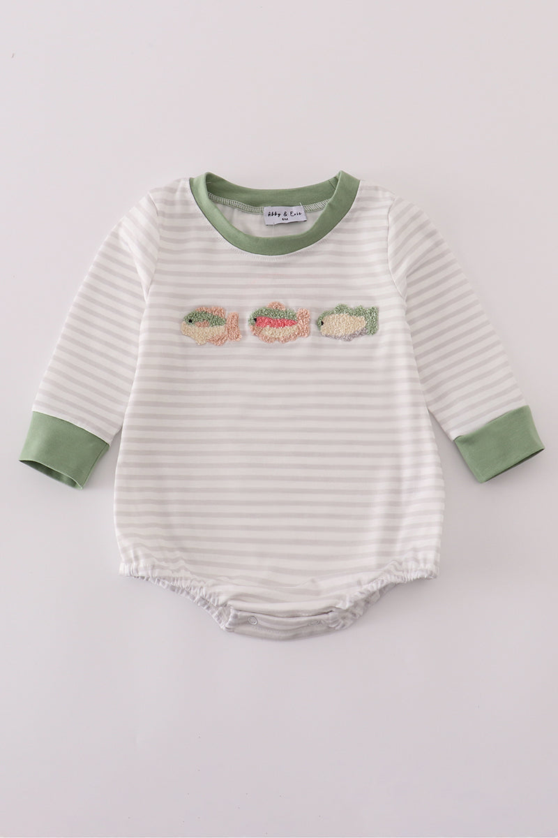 Sage fish french knot stripe bubble