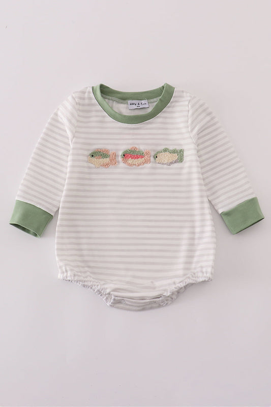 Sage fish french knot stripe bubble