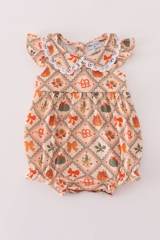 Green pumpkin bow print bubble