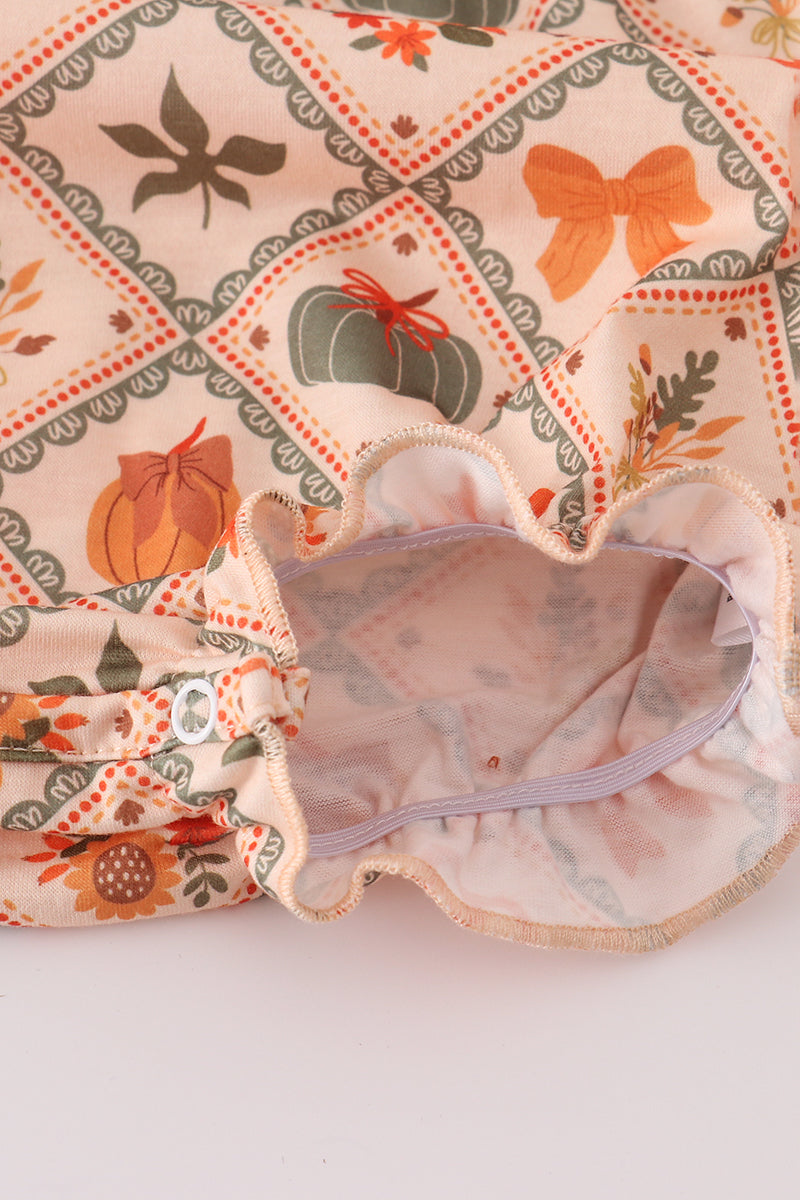 Green pumpkin bow print bubble