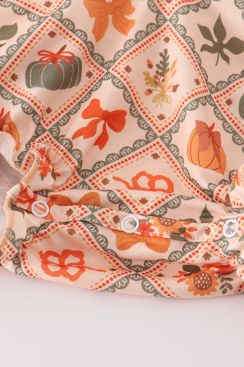 Green pumpkin bow print bubble