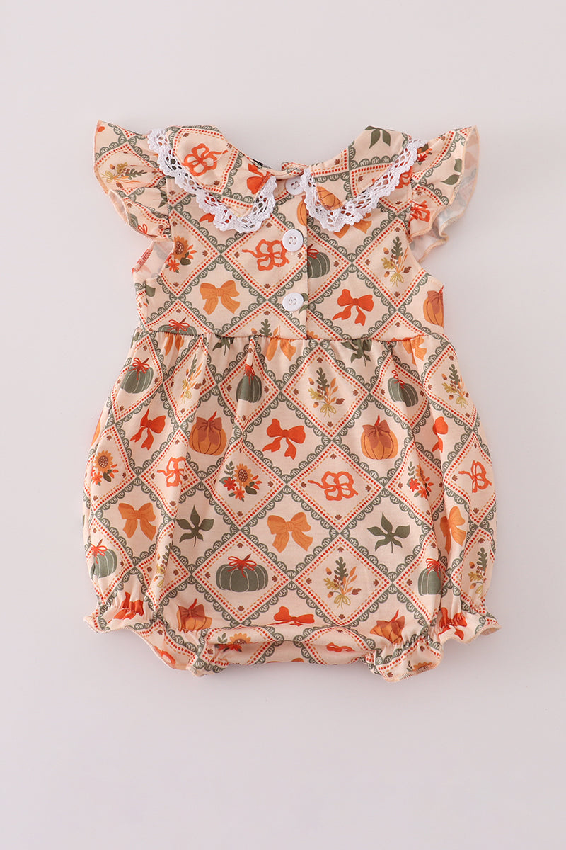 Green pumpkin bow print bubble