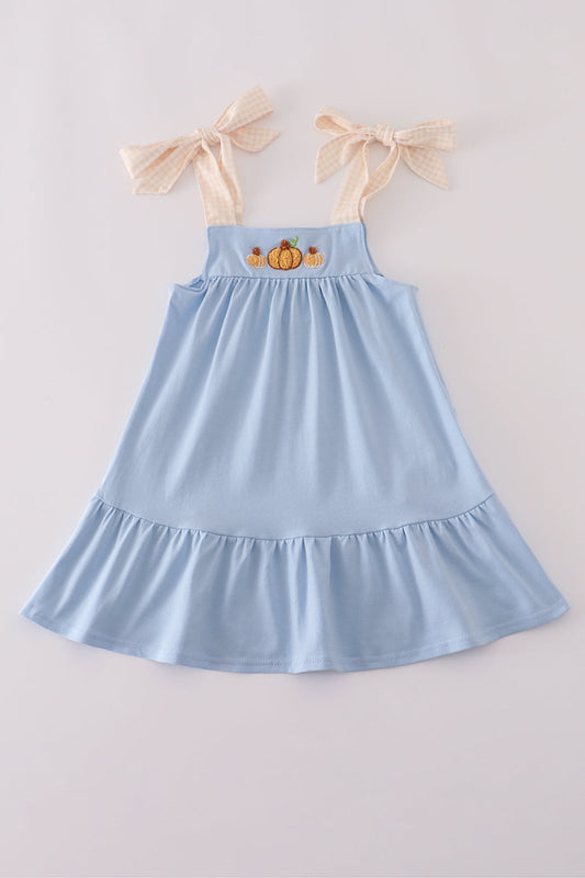 Blue pumpkin french knot dress