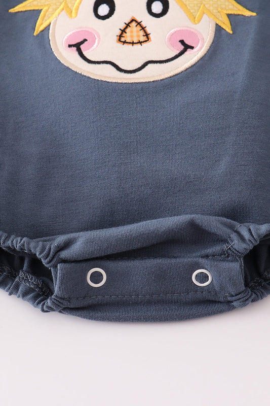 Navy scarecrow applique ruffle bubble