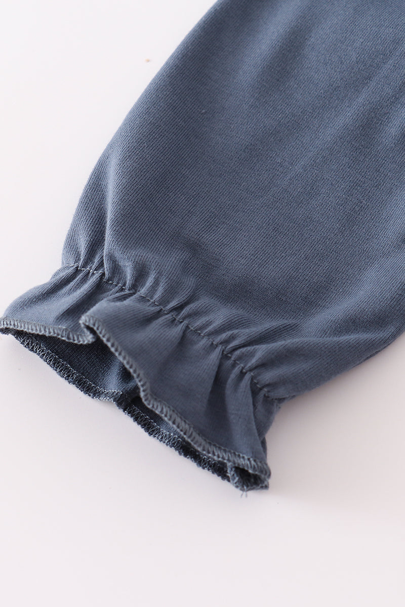 Navy scarecrow applique ruffle bubble