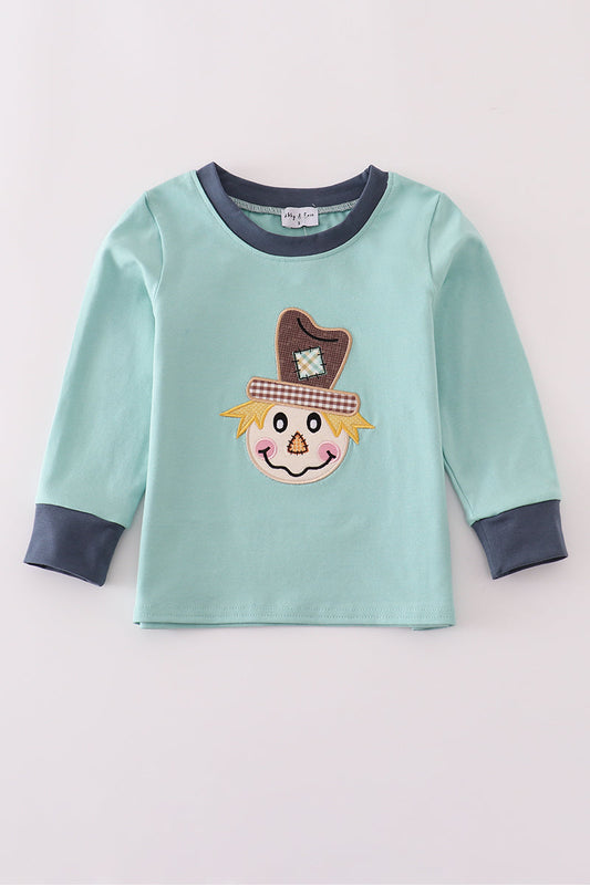 Green scarecrow applique top