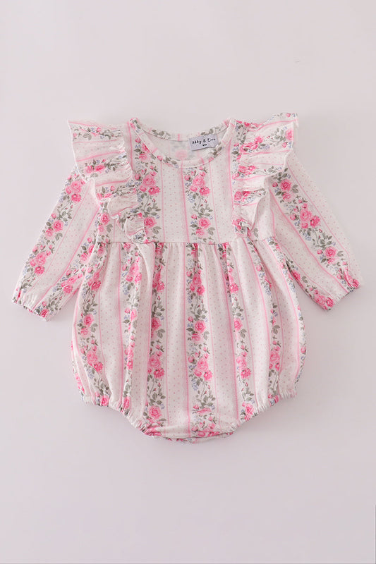 Pink floral print ruffle bubble