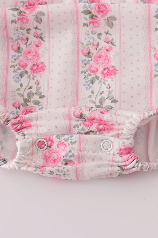 Pink floral print ruffle bubble